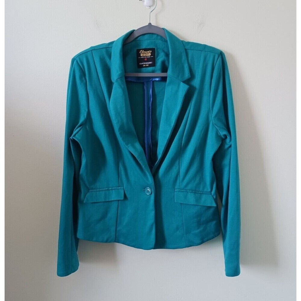 C&A Clockhouse Blazer Jacket Summer One Button Long Sleeve Green Size M